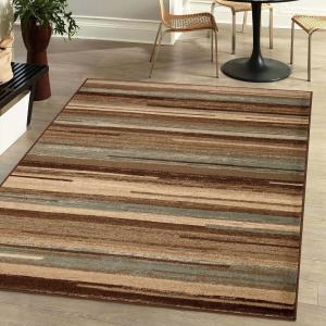 Superior Indoor Area Rug, Jute Backing, Striped Rugs for Entryway, Living Room, Kitchen Floors, Bedroom, Office, Plush Soft Floor Cover, Modern Abstract Rug, Fulgor Collection, 7′ x 9′, Taupe