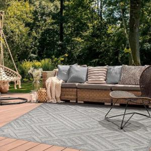 Superior Indoor Outdoor Area Rug, Floor Decor Perfect for Patio, Pool, Deck, Kitchen, Family, Entryway, Playroom, Modern Geometric Abstract Rugs, Wynn Collection, 6′ x 8′ 10″, Charcoal