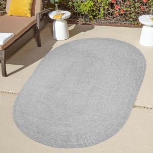 Superior Indoor Outdoor Area Rug, Handwoven Reversible Braided Home Decor for Living Room, Kitchen, Dining Room Floors, Patio, Front Porch, Deck, Modern, Boho, Farmhouse Style, 8′ x 10′ Oval, Slate
