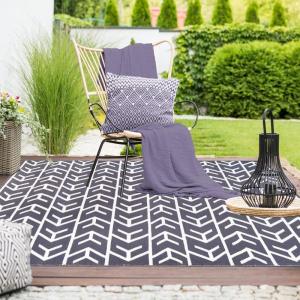 Superior Large Indoor Outdoor Area Rug, Modern Thin Striped Pattern, Home Decor, Patios, Entryway, Front Porch, Deck, Hallways, Kids, Kitchen, Floor Throw, Kadin Collection, 6′ x 9′, Navy Blue(Walvia – Charcoal)