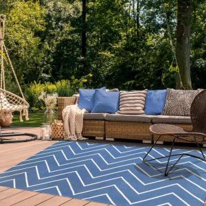 Superior Large Indoor Outdoor Area Rug, Modern Thin Striped Pattern, Home Decor, Patios, Entryway, Front Porch, Deck, Hallways, Kids, Kitchen, Floor Throw, Kadin Collection, 6′ x 9′, Navy Blue(Rafiki – Navy Blue)