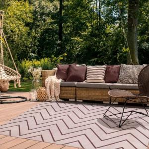 Superior Large Indoor Outdoor Area Rug, Modern Thin Striped Pattern, Home Decor, Patios, Entryway, Front Porch, Deck, Hallways, Kids, Kitchen, Floor Throw, Kadin Collection, 6′ x 9′, Navy Blue(Rafiki – Beige)