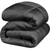 Superior Microfiber Basketweave Comforter, Down Alternative Bedding, Medium Weight, Fluffy, Decorative, Plush Duvet Insert, Oversized Blanket, Box Quilt Design, Monochrome, Full/Queen, Winter Blue(Charcoal – Z)