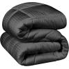 Superior Microfiber Basketweave Comforter, Down Alternative Bedding, Medium Weight, Fluffy, Decorative, Plush Duvet Insert, Oversized Blanket, Box Quilt Design, Monochrome, Full/Queen, Winter Blue(Cream – Z)