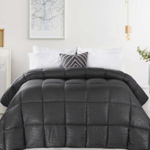 Superior Microfiber Basketweave Comforter, Down Alternative Bedding, Medium Weight, Fluffy, Decorative, Plush Duvet Insert, Oversized Blanket, Box Quilt Design, Monochrome, Full/Queen, Winter Blue(Winter Blue – Z)