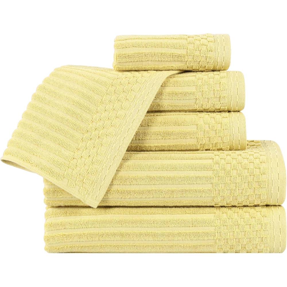 imageSuperior 6 Piece Cotton Towel Set Includes 2 Bath Towels 2 Hand Towels 2 Face TowelWashcloths Daily Use for Bathroom Guest Bath Ribbed Absorbent Home Essentials Soho Collection CoffeeGolden Mist