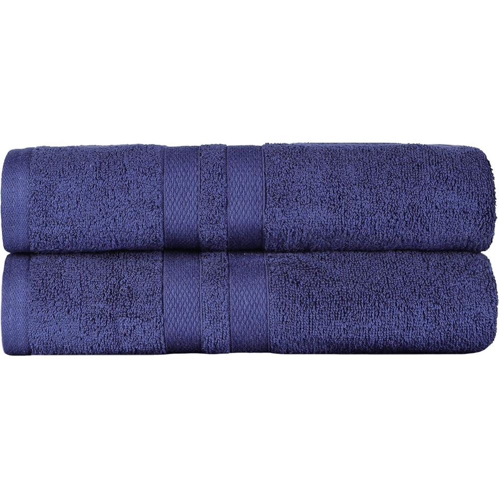 imageSuperior UltraSoft 3Piece Cotton Towel Set Daily Use for Bathroom Guest Room Quick Dry Set Includes 1 Bath Towel 1 Hand Towel and 1 Washcloth Essential Plush Towels for Home  TangerineNavy Blue
