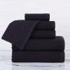 Superior 6 Piece Cotton Towel Set, Includes 2 Bath Towels, 2 Hand Towels, 2 Face Towel/Washcloths, Daily Use for Bathroom, Guest Bath, Ribbed, Absorbent, Home Essentials, Soho Collection, Coffee(Black)