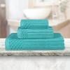 Superior 6 Piece Cotton Towel Set, Includes 2 Bath Towels, 2 Hand Towels, 2 Face Towel/Washcloths, Daily Use for Bathroom, Guest Bath, Ribbed, Absorbent, Home Essentials, Soho Collection, Coffee(Teal)