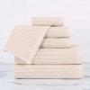 Superior 6 Piece Cotton Towel Set, Includes 2 Bath Towels, 2 Hand Towels, 2 Face Towel/Washcloths, Daily Use for Bathroom, Guest Bath, Ribbed, Absorbent, Home Essentials, Soho Collection, Coffee(Ivory)