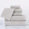 Superior 6 Piece Cotton Towel Set, Includes 2 Bath Towels, 2 Hand Towels, 2 Face Towel/Washcloths, Daily Use for Bathroom, Guest Bath, Ribbed, Absorbent, Home Essentials, Soho Collection, Coffee(Silver)