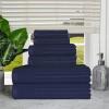 Superior 6 Piece Cotton Towel Set, Includes 2 Bath Towels, 2 Hand Towels, 2 Face Towel/Washcloths, Daily Use for Bathroom, Guest Bath, Ribbed, Absorbent, Home Essentials, Soho Collection, Coffee(Navy Blue)