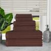Superior 6 Piece Cotton Towel Set, Includes 2 Bath Towels, 2 Hand Towels, 2 Face Towel/Washcloths, Daily Use for Bathroom, Guest Bath, Ribbed, Absorbent, Home Essentials, Soho Collection, Coffee(Java)
