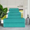 Superior 6 Piece Cotton Towel Set, Includes 2 Bath Towels, 2 Hand Towels, 2 Face Towel/Washcloths, Daily Use for Bathroom, Guest Bath, Ribbed, Absorbent, Home Essentials, Soho Collection, Coffee(Turquoise)
