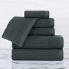 Superior 6 Piece Cotton Towel Set, Includes 2 Bath Towels, 2 Hand Towels, 2 Face Towel/Washcloths, Daily Use for Bathroom, Guest Bath, Ribbed, Absorbent, Home Essentials, Soho Collection, Coffee(Pine)