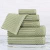Superior 6 Piece Cotton Towel Set, Includes 2 Bath Towels, 2 Hand Towels, 2 Face Towel/Washcloths, Daily Use for Bathroom, Guest Bath, Ribbed, Absorbent, Home Essentials, Soho Collection, Coffee(Sage)