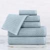 Superior 6 Piece Cotton Towel Set, Includes 2 Bath Towels, 2 Hand Towels, 2 Face Towel/Washcloths, Daily Use for Bathroom, Guest Bath, Ribbed, Absorbent, Home Essentials, Soho Collection, Coffee(Slate Blue)