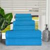Superior 6 Piece Cotton Towel Set, Includes 2 Bath Towels, 2 Hand Towels, 2 Face Towel/Washcloths, Daily Use for Bathroom, Guest Bath, Ribbed, Absorbent, Home Essentials, Soho Collection, Coffee(Azure)