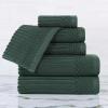 Superior 6 Piece Cotton Towel Set, Includes 2 Bath Towels, 2 Hand Towels, 2 Face Towel/Washcloths, Daily Use for Bathroom, Guest Bath, Ribbed, Absorbent, Home Essentials, Soho Collection, Coffee(Forest Green)
