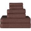 Superior 6 Piece Cotton Towel Set, Includes 2 Bath Towels, 2 Hand Towels, 2 Face Towel/Washcloths, Daily Use for Bathroom, Guest Bath, Ribbed, Absorbent, Home Essentials, Soho Collection, Coffee(Java)