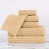 Superior 6 Piece Cotton Towel Set, Includes 2 Bath Towels, 2 Hand Towels, 2 Face Towel/Washcloths, Daily Use for Bathroom, Guest Bath, Ribbed, Absorbent, Home Essentials, Soho Collection, Coffee(Gold)