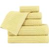 Superior 6 Piece Cotton Towel Set, Includes 2 Bath Towels, 2 Hand Towels, 2 Face Towel/Washcloths, Daily Use for Bathroom, Guest Bath, Ribbed, Absorbent, Home Essentials, Soho Collection, Coffee(Golden Mist)