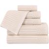 Superior 6 Piece Cotton Towel Set, Includes 2 Bath Towels, 2 Hand Towels, 2 Face Towel/Washcloths, Daily Use for Bathroom, Guest Bath, Ribbed, Absorbent, Home Essentials, Soho Collection, Coffee(Ivory)