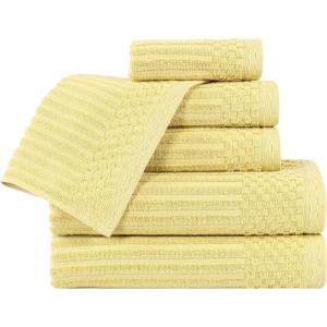 Superior 6 Piece Cotton Towel Set, Includes 2 Bath Towels, 2 Hand Towels, 2 Face Towel/Washcloths, Daily Use for Bathroom, Guest Bath, Ribbed, Absorbent, Home Essentials, Soho Collection, Coffee(Golden Mist)