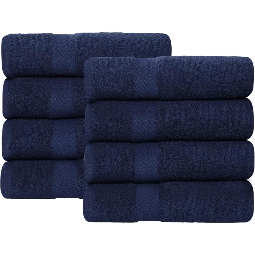 imageSuperior 8Piece Cotton Hand Towel Set Small Towels for Fast Dry Home Essentials Bathroom Decor Face Body Spa Resort Gym Lightweight Soft House Accessories Franklin Collection SilverBlue