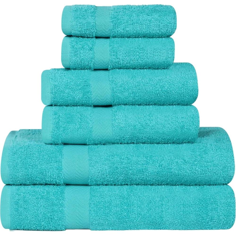 imageSuperior 8Piece Cotton Hand Towel Set Small Towels for Fast Dry Home Essentials Bathroom Decor Face Body Spa Resort Gym Lightweight Soft House Accessories Franklin Collection SilverTurquoise