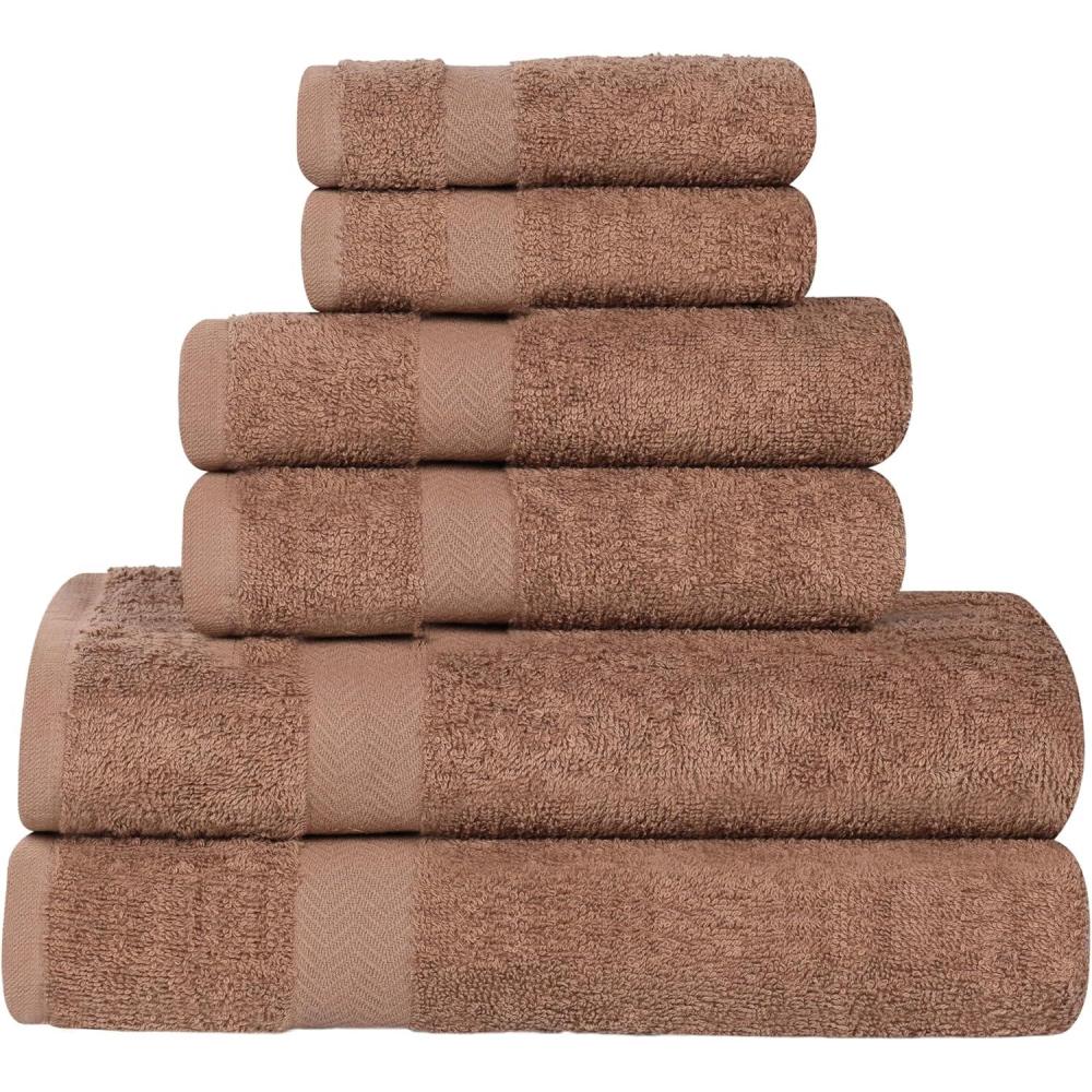 imageSuperior 8Piece Cotton Hand Towel Set Small Towels for Fast Dry Home Essentials Bathroom Decor Face Body Spa Resort Gym Lightweight Soft House Accessories Franklin Collection SilverLatte