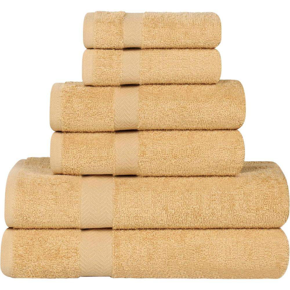 imageSuperior 8Piece Cotton Hand Towel Set Small Towels for Fast Dry Home Essentials Bathroom Decor Face Body Spa Resort Gym Lightweight Soft House Accessories Franklin Collection SilverGold