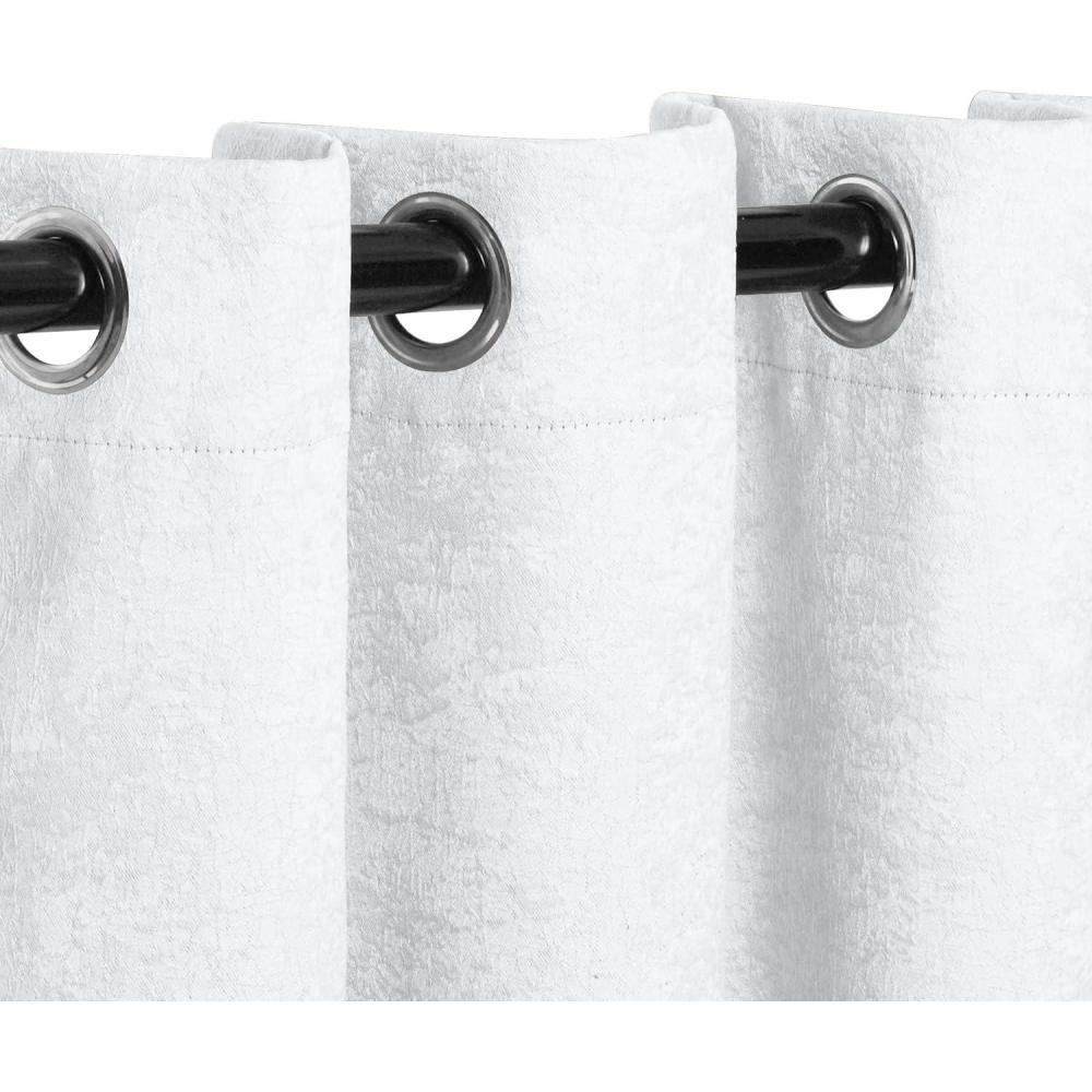 imageSuperior Blackout Curtains Insulated Sun Blocking Curtain for Bedroom Farmhouse Living Room Window Thermal Woven Senna Collection Set of 2 Panels 6 Grommets 52 x 96 Midnight BlueSnow White