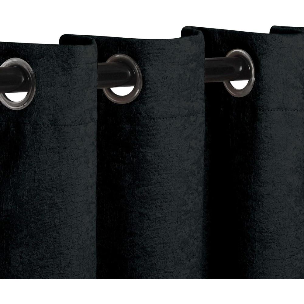 imageSuperior Blackout Curtains Insulated Sun Blocking Curtain for Bedroom Farmhouse Living Room Window Thermal Woven Senna Collection Set of 2 Panels 6 Grommets 52 x 96 Midnight BlueBlack