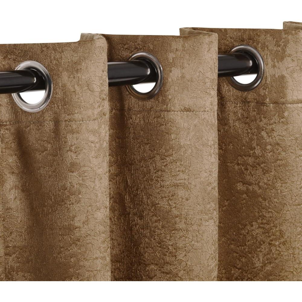 imageSuperior Blackout Curtains Insulated Sun Blocking Curtain for Bedroom Farmhouse Living Room Window Thermal Woven Senna Collection Set of 2 Panels 6 Grommets 52 x 96 Midnight BlueBrown