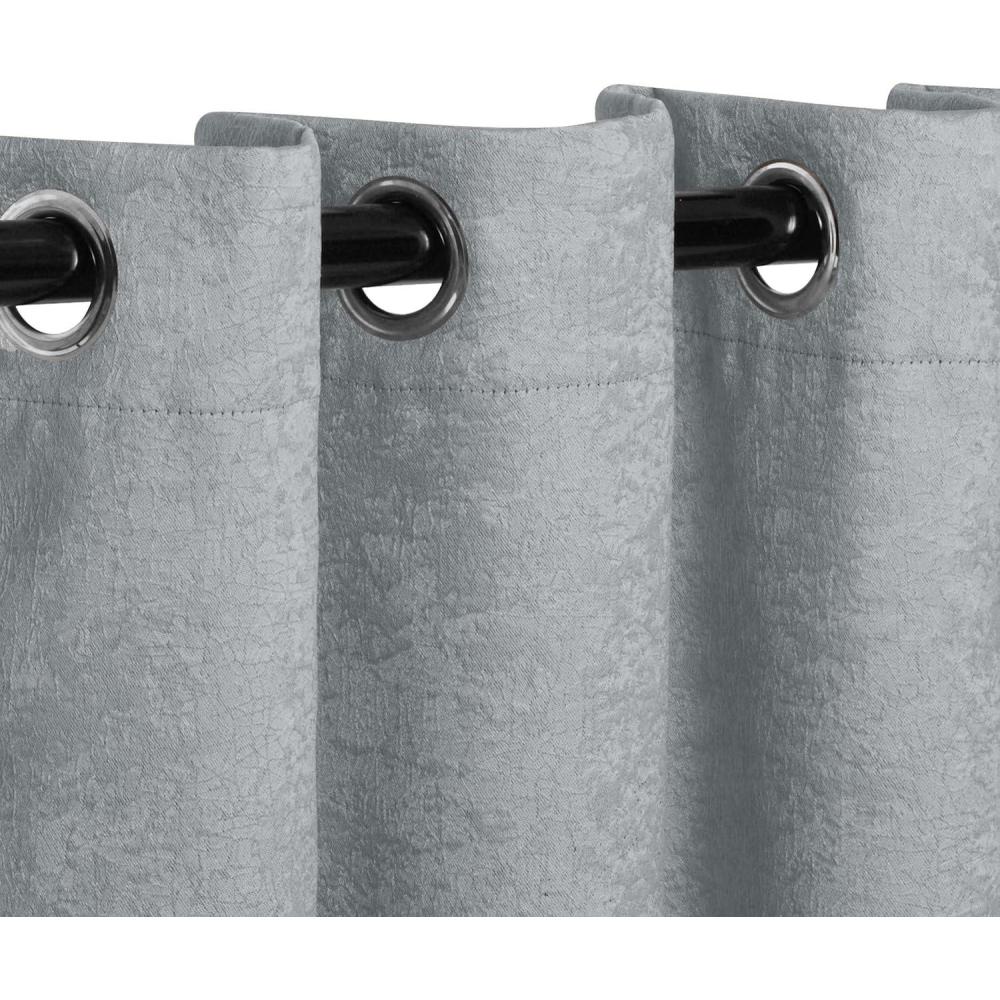 imageSuperior Blackout Curtains Insulated Sun Blocking Curtain for Bedroom Farmhouse Living Room Window Thermal Woven Senna Collection Set of 2 Panels 6 Grommets 52 x 96 Midnight BlueChrome