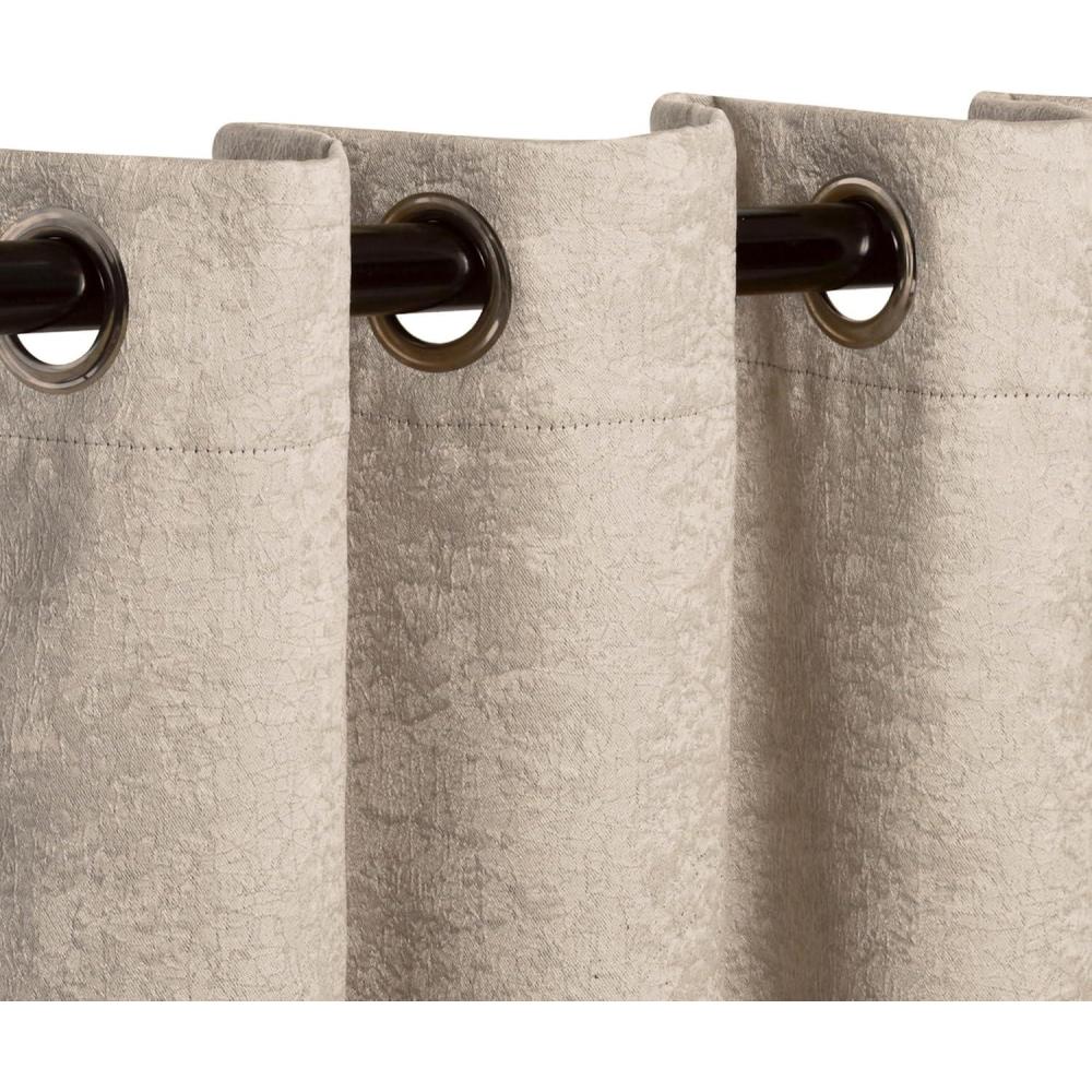 imageSuperior Blackout Curtains Insulated Sun Blocking Curtain for Bedroom Farmhouse Living Room Window Thermal Woven Senna Collection Set of 2 Panels 6 Grommets 52 x 96 Midnight BlueBeige