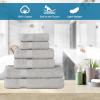 Superior 8-Piece Cotton Hand Towel Set, Small Towels for Fast Dry, Home Essentials, Bathroom Decor, Face, Body, Spa, Resort, Gym, Lightweight, Soft, House Accessories, Franklin Collection, Silver(Silver)