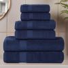 Superior 8-Piece Cotton Hand Towel Set, Small Towels for Fast Dry, Home Essentials, Bathroom Decor, Face, Body, Spa, Resort, Gym, Lightweight, Soft, House Accessories, Franklin Collection, Silver(Navy Blue)