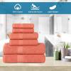 Superior 8-Piece Cotton Hand Towel Set, Small Towels for Fast Dry, Home Essentials, Bathroom Decor, Face, Body, Spa, Resort, Gym, Lightweight, Soft, House Accessories, Franklin Collection, Silver(Coral)
