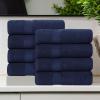 Superior 8-Piece Cotton Hand Towel Set, Small Towels for Fast Dry, Home Essentials, Bathroom Decor, Face, Body, Spa, Resort, Gym, Lightweight, Soft, House Accessories, Franklin Collection, Silver(Blue)