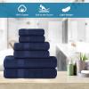 Superior 8-Piece Cotton Hand Towel Set, Small Towels for Fast Dry, Home Essentials, Bathroom Decor, Face, Body, Spa, Resort, Gym, Lightweight, Soft, House Accessories, Franklin Collection, Silver(Navy Blue)