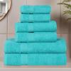 Superior 8-Piece Cotton Hand Towel Set, Small Towels for Fast Dry, Home Essentials, Bathroom Decor, Face, Body, Spa, Resort, Gym, Lightweight, Soft, House Accessories, Franklin Collection, Silver(Turquoise)