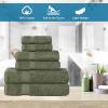Superior 8-Piece Cotton Hand Towel Set, Small Towels for Fast Dry, Home Essentials, Bathroom Decor, Face, Body, Spa, Resort, Gym, Lightweight, Soft, House Accessories, Franklin Collection, Silver(Forest Green)