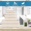 Superior 8-Piece Cotton Hand Towel Set, Small Towels for Fast Dry, Home Essentials, Bathroom Decor, Face, Body, Spa, Resort, Gym, Lightweight, Soft, House Accessories, Franklin Collection, Silver(Ivory)