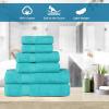 Superior 8-Piece Cotton Hand Towel Set, Small Towels for Fast Dry, Home Essentials, Bathroom Decor, Face, Body, Spa, Resort, Gym, Lightweight, Soft, House Accessories, Franklin Collection, Silver(Turquoise)