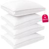 Superior Gusset Microfiber Pillow Set, Down Alternative Filling, Medium Support For Neck, Back, Side Sleepers, Breathable, Soft Shell, Luxury Sleeping, Bedroom Pillows, Set of 2, Standard Size(White-grey – Z)