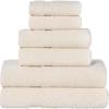 Superior 8-Piece Cotton Hand Towel Set, Small Towels for Fast Dry, Home Essentials, Bathroom Decor, Face, Body, Spa, Resort, Gym, Lightweight, Soft, House Accessories, Franklin Collection, Silver(Ivory)