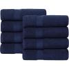 Superior 8-Piece Cotton Hand Towel Set, Small Towels for Fast Dry, Home Essentials, Bathroom Decor, Face, Body, Spa, Resort, Gym, Lightweight, Soft, House Accessories, Franklin Collection, Silver(Blue)