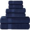 Superior 8-Piece Cotton Hand Towel Set, Small Towels for Fast Dry, Home Essentials, Bathroom Decor, Face, Body, Spa, Resort, Gym, Lightweight, Soft, House Accessories, Franklin Collection, Silver(Navy Blue)